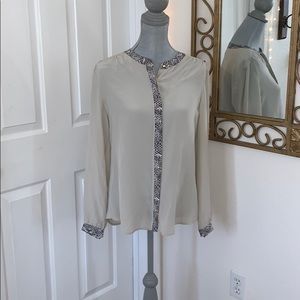 Beige long sleeve blouse